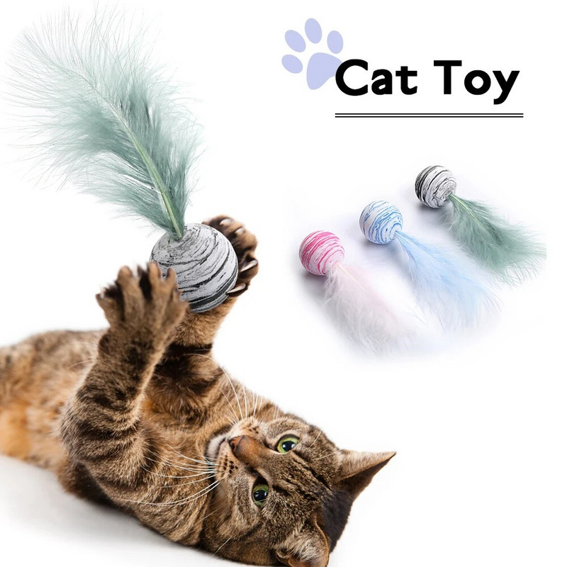 Cat Toy Star Ball Plus plunksnų EVA medžiaga Lengvos putplasčio kamuoliuko mėtymas Juokingas žaislas Žvaigždės tekstūros rutulinis plunksnų žaislas šunų katės reikmenims
