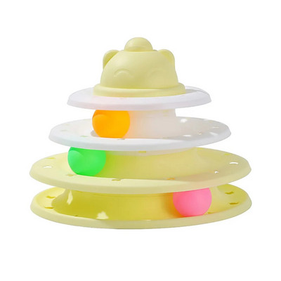 4 Επίπεδα Cat Toy Tower Πικάπ Ρολό Μπάλες Παιχνίδια Διαδραστική πίστα εκπαίδευσης νοημοσύνης Παζλ Αστεία παιχνίδια Αξεσουάρ