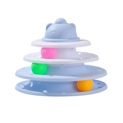 4 Επίπεδα Cat Toy Tower Πικάπ Ρολό Μπάλες Παιχνίδια Διαδραστική πίστα εκπαίδευσης νοημοσύνης Παζλ Αστεία παιχνίδια Αξεσουάρ