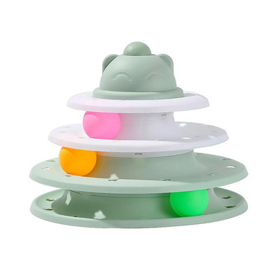 4 Επίπεδα Cat Toy Tower Πικάπ Ρολό Μπάλες Παιχνίδια Διαδραστική πίστα εκπαίδευσης νοημοσύνης Παζλ Αστεία παιχνίδια Αξεσουάρ