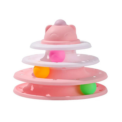 4 Επίπεδα Cat Toy Tower Πικάπ Ρολό Μπάλες Παιχνίδια Διαδραστική πίστα εκπαίδευσης νοημοσύνης Παζλ Αστεία παιχνίδια Αξεσουάρ