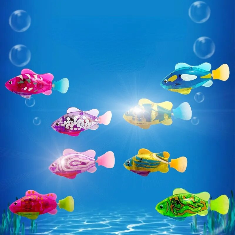 Pet Cat Toy LED интерактивен плуващ робот Fish Toy for Cat Glowing Electric Fish Toy за стимулиране на инстинктите на лов на домашни любимци