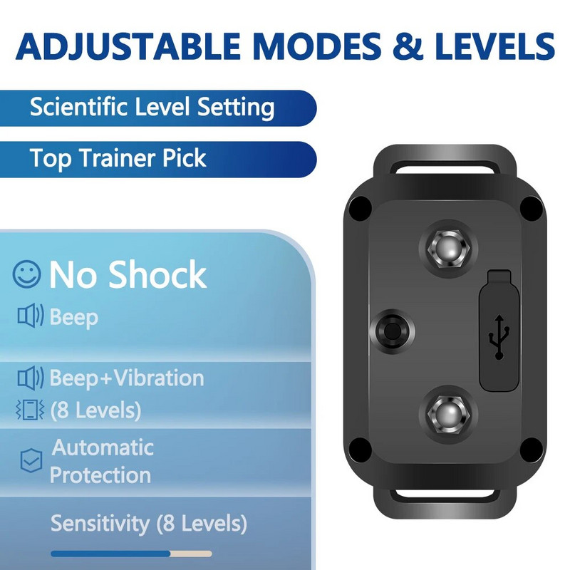 2024. aasta uus nutikas koera haukumise kaelarihm, nutikas haukumisvastane treeningkaelarihm reguleeritava piiksu vibratsioonišoki ja tundlikkusega