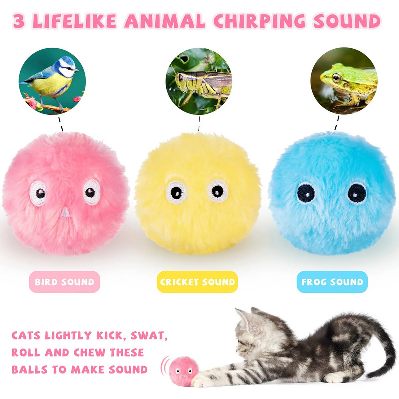 Smart Cat Toys Interactive Ball Catnip Cat Training Toy Pet Playing Ball Pet Squeaky Supplies Продукти Играчка за котки Kitten Kitty