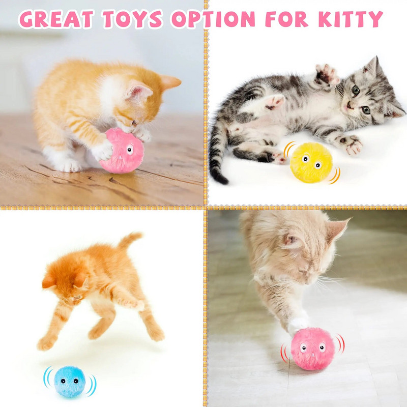 Smart Cat Toys Interactive Ball Catnip Cat Training Toy Pet Playing Ball Pet Squeaky Supplies Продукти Играчка за котки Kitten Kitty