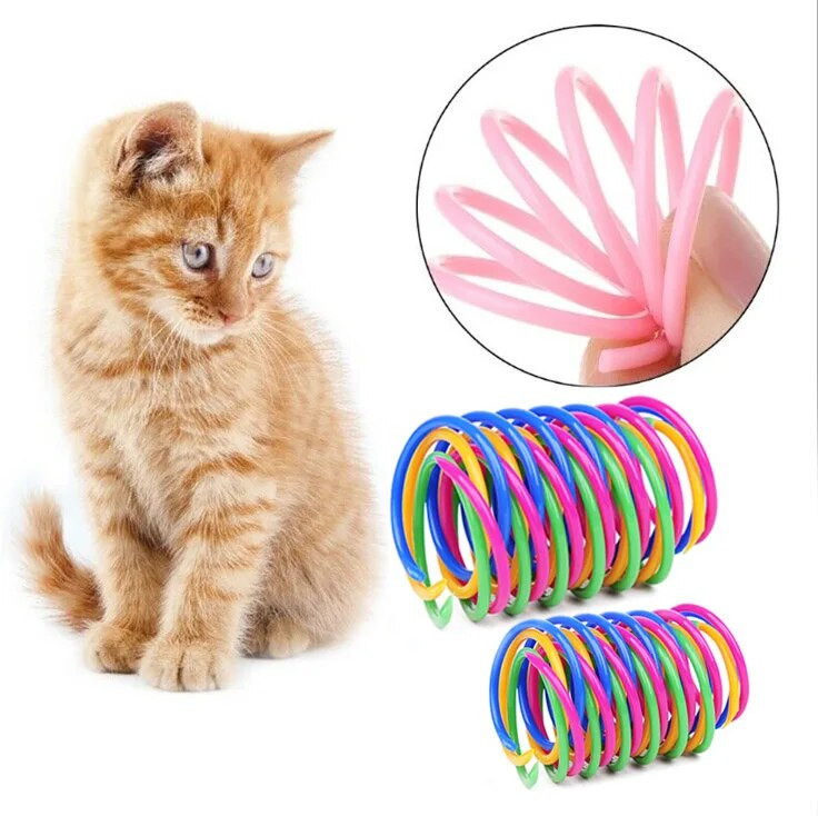 Kitten Coil Spiral Springs Котешки играчки Интерактивен уред Котешка пружинна играчка Цветни пружини Cat Pet Toy Продукти за домашни любимци