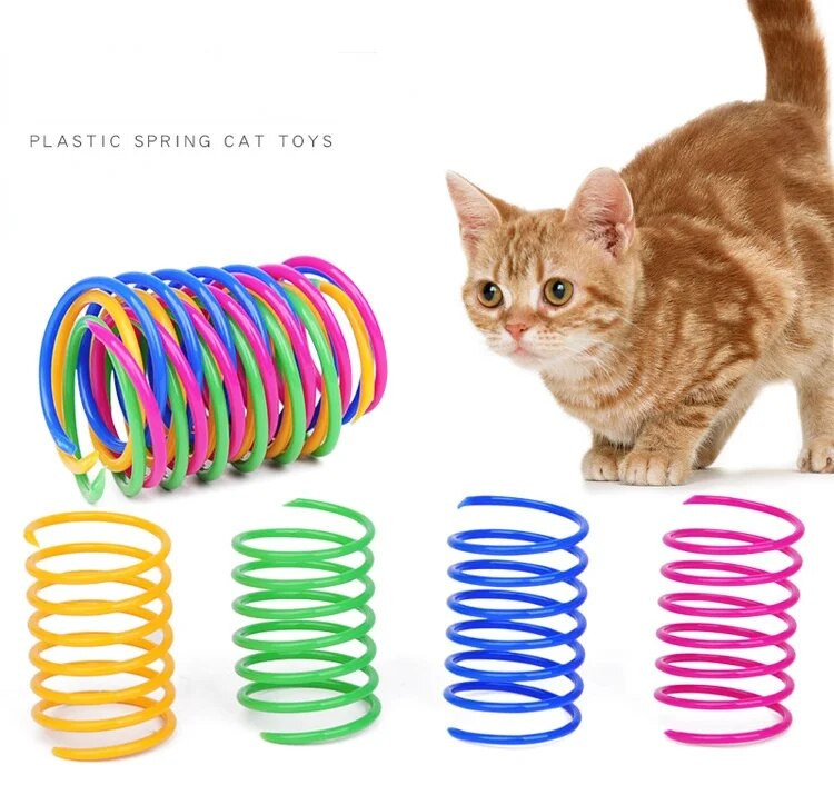 Kitten Coil Spiral Springs Котешки играчки Интерактивен уред Котешка пружинна играчка Цветни пружини Cat Pet Toy Продукти за домашни любимци