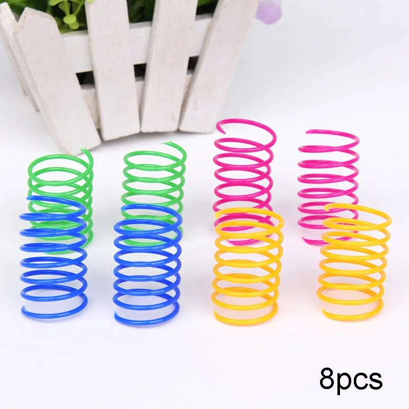 Kitten Coil Spiral Springs Котешки играчки Интерактивен уред Котешка пружинна играчка Цветни пружини Cat Pet Toy Продукти за домашни любимци