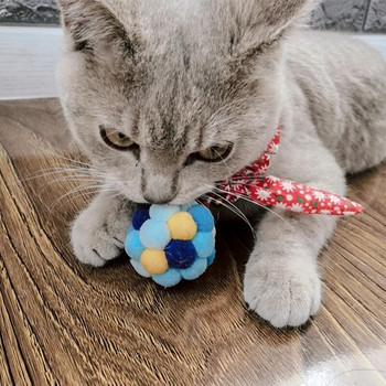 Направи си сам плюшена топка играчка за котка Rainbow Bell Ball Pet Supplies Mute Ball Cats Toys Catnip Ball Interactive Cat Toy Cat Плюшени котешки неща