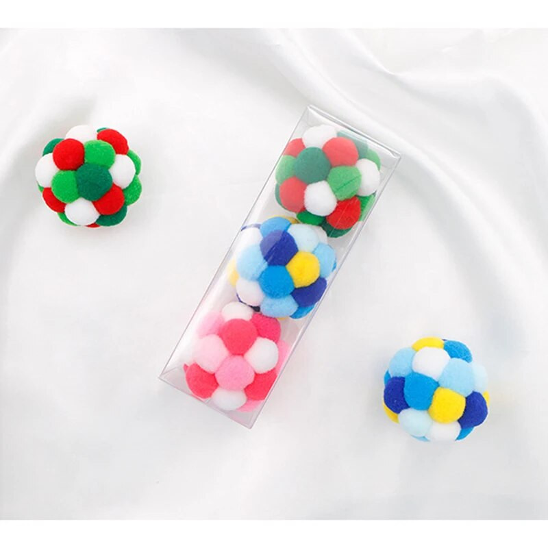 DIY plüss golyós macskajáték szivárványos csengő labda kisállatkellékek néma labda macskák játékok macskamenta labda Interaktív macskajáték macska plüss macskacuccok