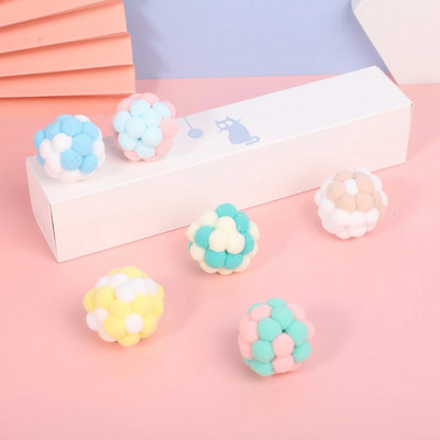 Cat Squeaky Ball Toy Dog Toy Wool Bell Tease Toy Γάτα Πολύχρωμο διαδραστικό κουτί δώρου που περιέχει προμήθειες για κατοικίδια Αξεσουάρ για γάτες