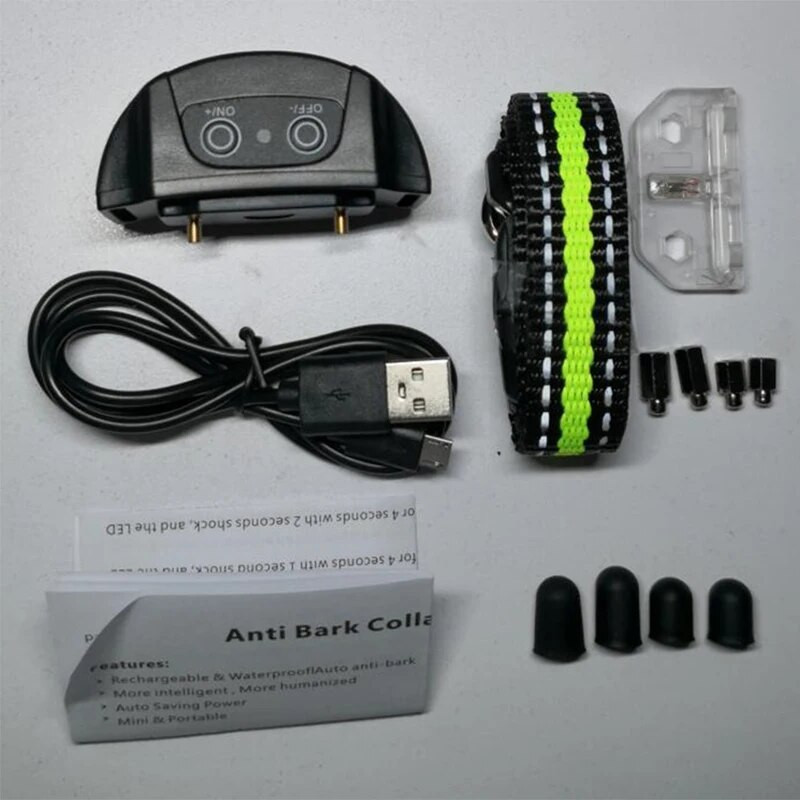 Lemmiklooma koera haukumisvastane seade USB-laadimine elektrišokk Koerte treeningkaelarihm koera peatada haukumise heli vibratsioon haukumisvastased kaelarihmad
