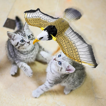 Симулация Bird Cat Toy Забавна Self-hey Висяща врата Автоматично въже за надраскване Cat Stick Eagle Cat Интерактивна играчка Cat Supplies