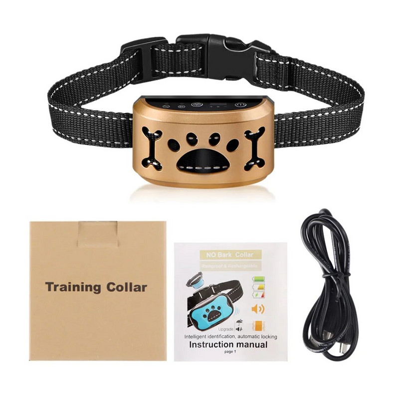 Koerte haukumisvastane seade Automaatne USB koerte treeningkaelarihm Koerte haukumise peatamiseks vibratsioon laetav elektriga haukumise kaelarihm