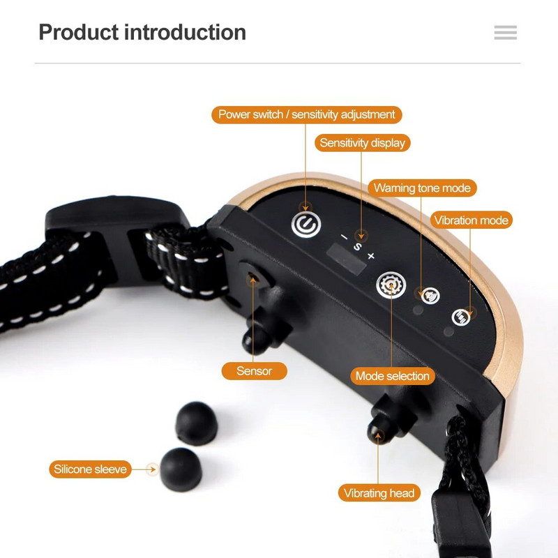Koerte haukumisvastane seade Automaatne USB koerte treeningkaelarihm Koerte haukumise peatamiseks vibratsioon laetav elektriga haukumise kaelarihm