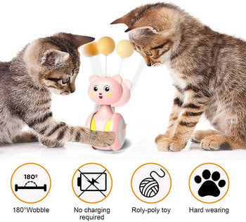 Автоматична играчка за котка Tumbler Swing Toys for Cats Funny Balance Car Interactive Kitten Chasing Toy With Feather Ball Cat Accessories