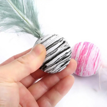 Cat toy Ball Feather Funny Cat Toy Star Ball Plus Feather Foam Ball Throwing Toys Интерактивни плюшени играчки Pet Supplies katten toy