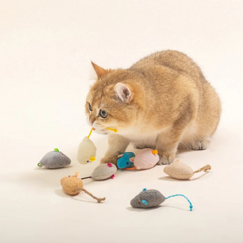 Αστεία βελούδινα παιχνίδια για γάτες Μαλακά συμπαγή διαδραστικά ποντίκια ποντίκια παιχνίδια για αστεία γατάκια κατοικίδια γάτες που παίζουν προμήθειες παιχνιδιού εκπαίδευσης Scratch