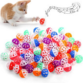 20 τμχ Μπάλες παιχνίδι για γάτες Pet Cat Kitten Παίξτε πλαστικές μπάλες με Jingle Bell Pounce Chase Rattle Παιχνίδι για γάτες Μαζικό τυχαίο χρώμα