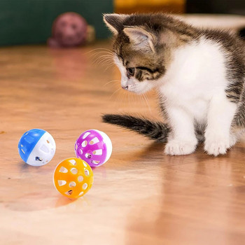 20 τμχ Μπάλες παιχνίδι για γάτες Pet Cat Kitten Παίξτε πλαστικές μπάλες με Jingle Bell Pounce Chase Rattle Παιχνίδι για γάτες Μαζικό τυχαίο χρώμα