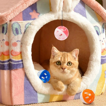20Pcs Cat Toy Balls Pet Cat Kitten Play Plastic Balls with Jingle Bell Pounce Chase Rattle Toy Cat Toys Bulk Random Color