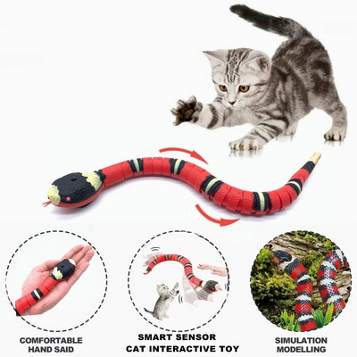 Smart Sensing Snake Interactive Cat Toys Автоматично USB зареждане Аксесоари за котенца за домашни кучета Game Play Toy