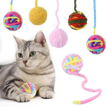 Играчки за котки за домашни любимци Саморазвлекателни играчки за дъвчене и дразнене на котки със звънче Коте Цветни топки Интерактивни играчки Продукти за домашни любимци Аксесоари