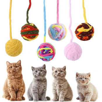 Играчки за котки за домашни любимци Саморазвлекателни играчки за дъвчене и дразнене на котки със звънче Коте Цветни топки Интерактивни играчки Продукти за домашни любимци Аксесоари