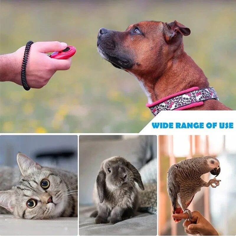 2/Опаковка Щракалка за обучение на кучета с регулируема каишка за китка Издръжлива, лека, лесна за използване за котки, кученца, птици, коне