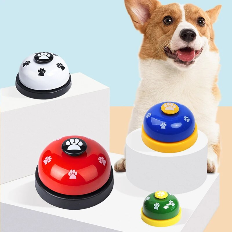 Pet Toy Bell Dog Cat Feeding Reminder Small Bell Footprint Ring for Teddy Dog Training Interactive Called Dinner Toy Pet Product