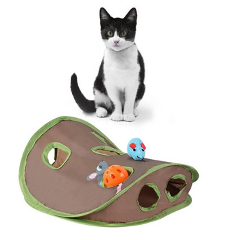 Cute Pet Cat Interactive Hide Seek Game 9 Holes Tunnel Mouse Hunt Intelligence Παιχνίδι Pet Hidden Hole Kitten Πτυσσόμενα παιχνίδια