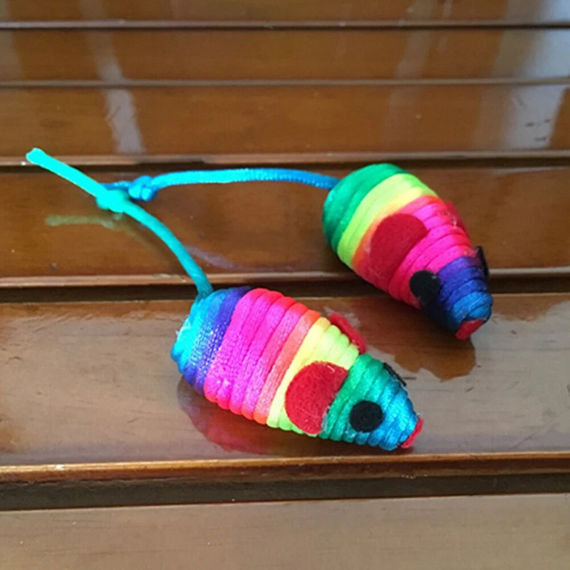 4 db/tétel Egérjáték macskáknak, kisállatoknak termék cica időtöltés interakciós, susogó hang színes kötél mini egér macskajáték