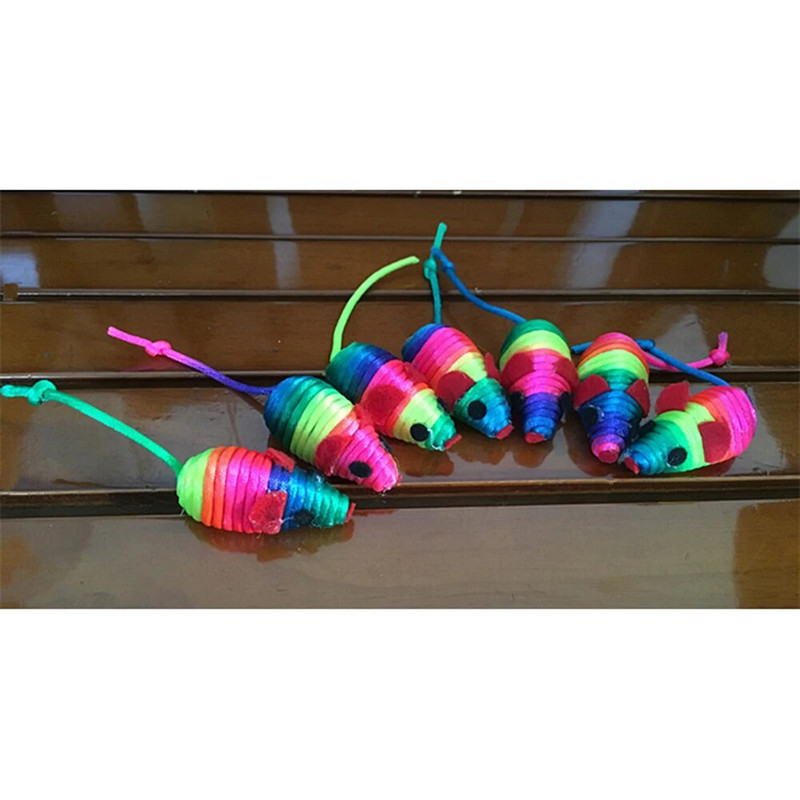 4 db/tétel Egérjáték macskáknak, kisállatoknak termék cica időtöltés interakciós, susogó hang színes kötél mini egér macskajáték