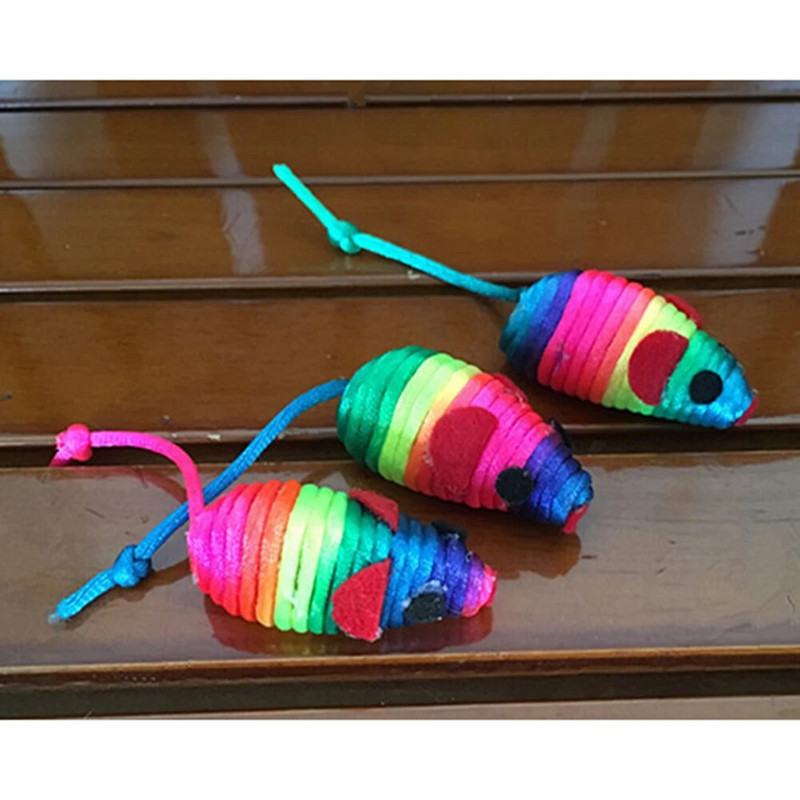 4 db/tétel Egérjáték macskáknak, kisállatoknak termék cica időtöltés interakciós, susogó hang színes kötél mini egér macskajáték