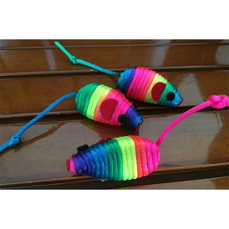 4 db/tétel Egérjáték macskáknak, kisállatoknak termék cica időtöltés interakciós, susogó hang színes kötél mini egér macskajáték