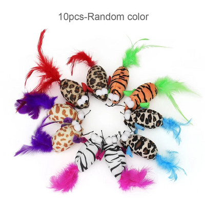 10 τεμ. Catnip Mouse Toy Feather Διαδραστικό παιχνίδι Εκπαίδευση Ποντίκια Pet Παιχνίδι
