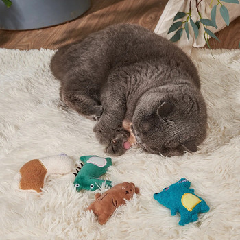 Λούτρινα παιχνίδια για γάτες Προμήθειες για γάτες Δεινόσαυροι με σχήμα γρασιδιού γάτας Μαλακά αυτοθεραπευόμενα προμήθειες για κατοικίδια Διαδραστικό παιχνίδι για γάτες