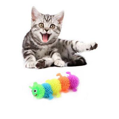 1PC Pet Cat Decompression Doll Fun TPR Rubber Simulation For Caterpillar Fun Toy Environmentally Safe And NonToxic Random Color