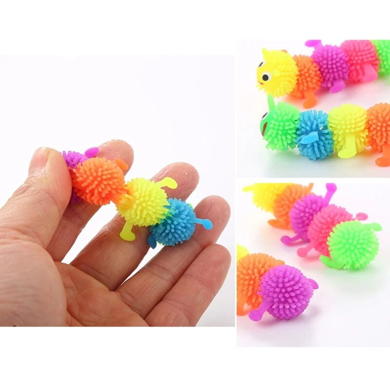 1 db Pet Cat dekompressziós baba szórakoztató TPR gumiszimuláció Caterpillar szórakoztató játékhoz környezetbarát és nem mérgező véletlenszerű szín