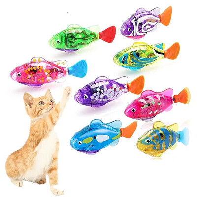 Interaktív macska elektromos haljáték vízi macskajáték beltéri úszórobot haljáték Led fényű kisállatjátékok macskáknak és kutyáknak