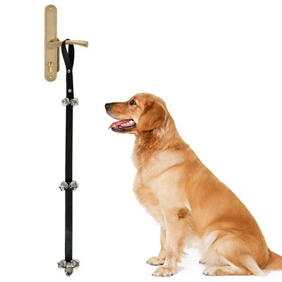 Дресирайте куче Звънец с въже Вътрешен алармен звънец за домашни любимци Черен домашен любимец Регулируеми консумативи за обучение Отворете вратата и позвънете на звънеца