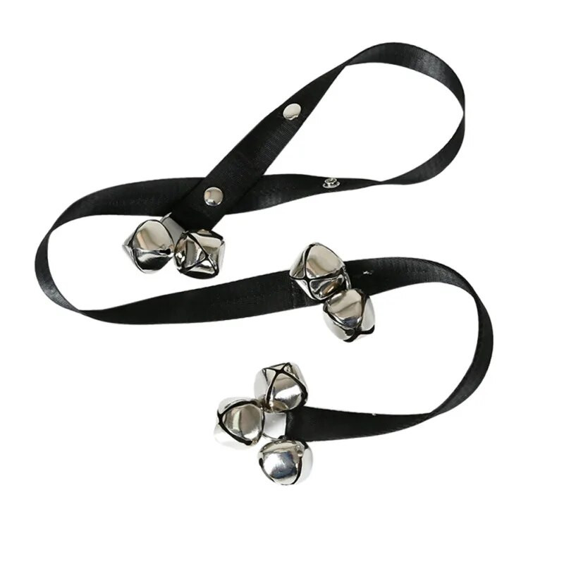 Dresūros šunų durų skambutis su virve Patalpų naminių gyvūnėlių pavojaus signalo varpas Juodas augintinio reguliuojamas dresavimo reikmenys Atidarykite duris ir skambinkite