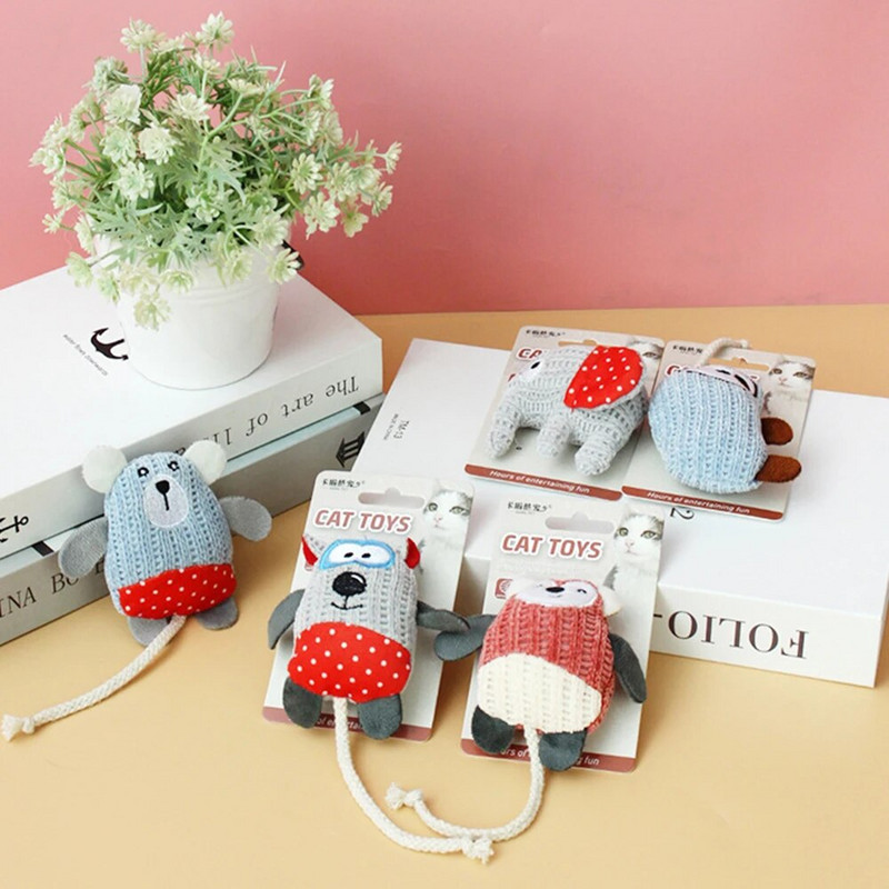 Új plüss macskajáték aranyos medve Mikulás interaktív játék Chew Kitten Rope Pet Plüss nyikorgó játék karácsonyi ajándék kisállatkellékek
