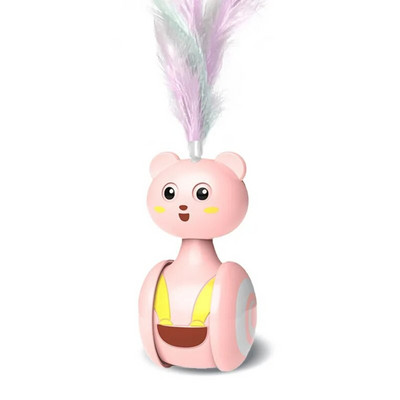 Cat Interactive Feather Toys Pet Bumbler Funny Toy Interactive Cats Toys Cat Rolling Teaser Ράβδος με φτερά Παιχνίδια Περιστρεφόμενη μπάλα