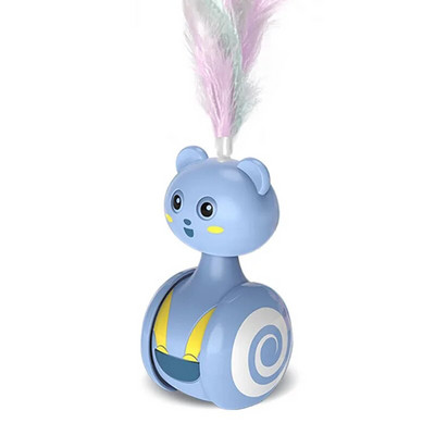 Cat Interactive Feather Toys Pet Bumbler Funny Toy Interactive Cats Toys Cat Rolling Teaser Ράβδος με φτερά Παιχνίδια Περιστρεφόμενη μπάλα