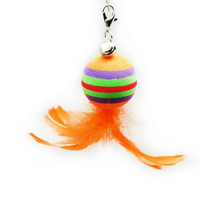 Cat Toys Interactive Funny Ραβδί βεντούζας από φτερά γάτας Φτερά μπάλας Αντικατάσταση με κουδούνια για γυμναστική για γάτες εσωτερικού χώρου