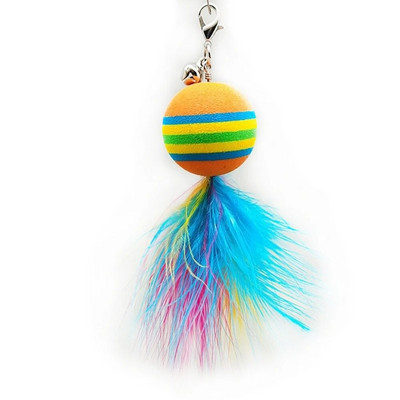 Cat Toys Interactive Funny Ραβδί βεντούζας από φτερά γάτας Φτερά μπάλας Αντικατάσταση με κουδούνια για γυμναστική για γάτες εσωτερικού χώρου