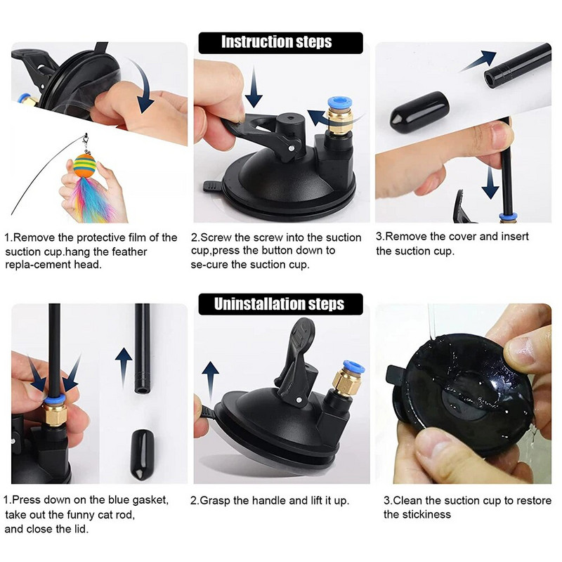 Macskajátékok Interaktív vicces macskatoll pálca tapadókorong Golyótollak Csere csengővel benti macskáknak Cicatorna