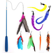 Cat Interactive Toy Teaser Stick Stick Ραβδί Pet Retractable Feather Bell Replacement Catcher Product for Cat Exercise