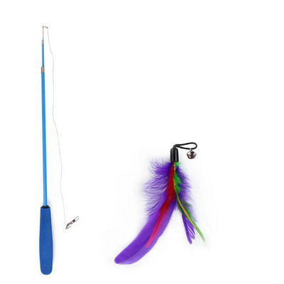 Cat Interactive Toy Teaser Stick Stick Ραβδί Pet Retractable Feather Bell Replacement Catcher Product for Cat Exercise